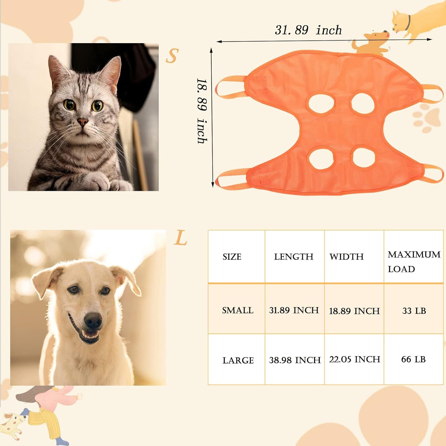 Pet Grooming Hammock Harness,Breathable Dog Hammock Restraint Bag for Pet,Dog Holder for Grooming,Pet Supplies Kit,With 4 Hooks ,Nail Trimmer, Pet Comb, Nail File for Pet Bathing