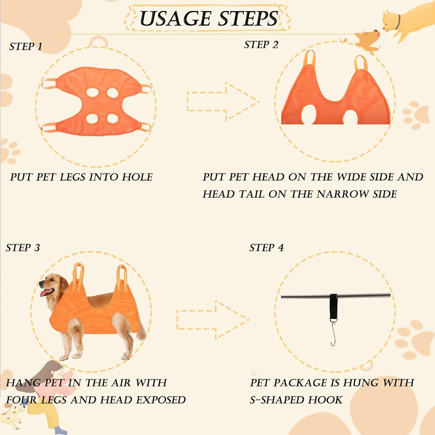 Pet Grooming Hammock Harness,Breathable Dog Hammock Restraint Bag for Pet,Dog Holder for Grooming,Pet Supplies Kit,With 4 Hooks ,Nail Trimmer, Pet Comb, Nail File for Pet Bathing