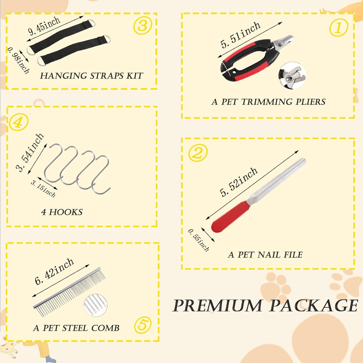 Pet Grooming Hammock Harness,Breathable Dog Hammock Restraint Bag for Pet,Dog Holder for Grooming,Pet Supplies Kit,With 4 Hooks ,Nail Trimmer, Pet Comb, Nail File for Pet Bathing