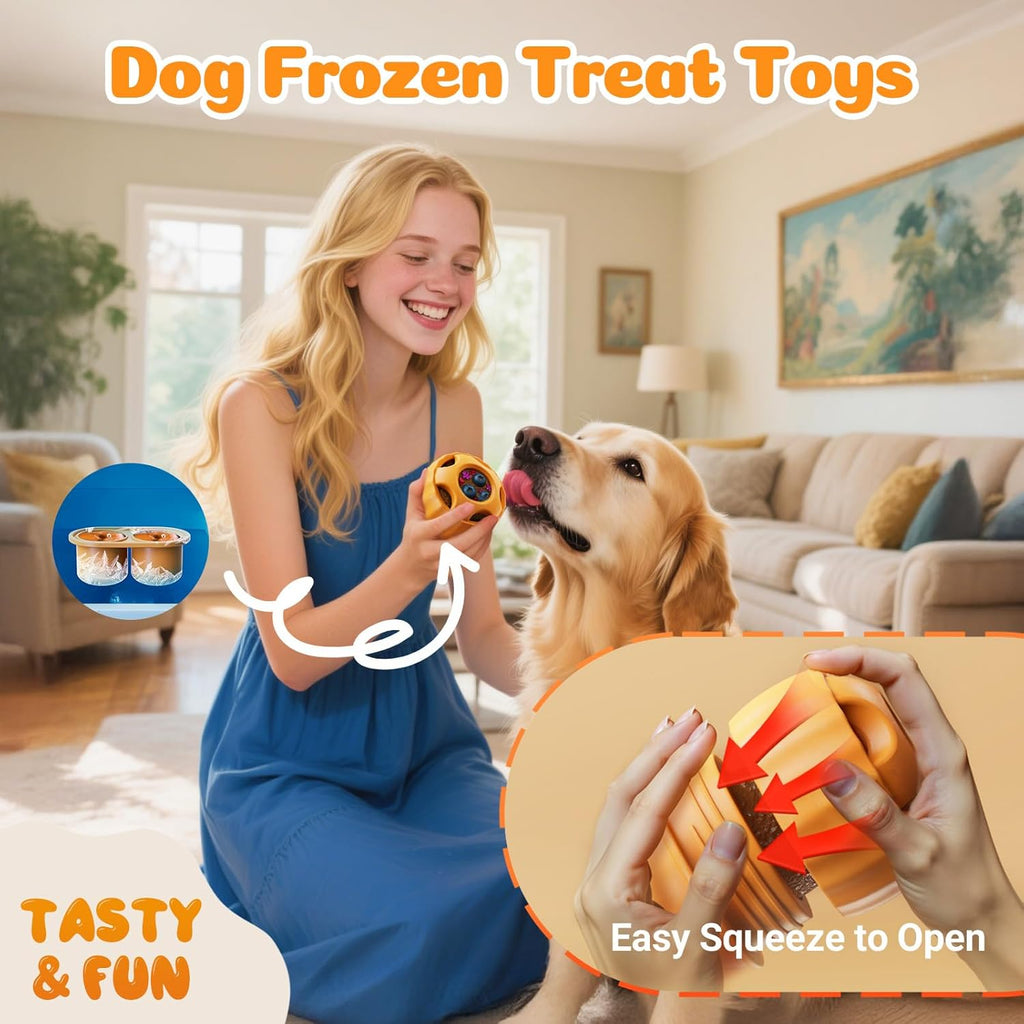 Dog Enrichment Toys 6 Pack - Dog Toys to Keep Them Busy, Lick Mat, Ball & Bowl with Peanut Butter, Frozen Treat Puzzle Dispenser for Anxiety Relief, Reduce Boredom, Perfect for Bathing Grooming